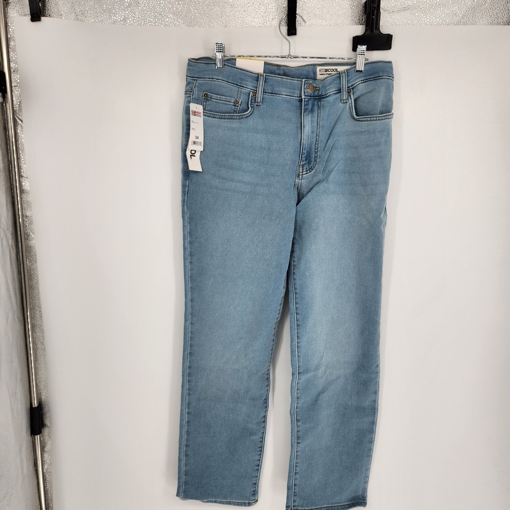 32 Degrees Cool Mens Sweatpant Jeans Slim Straight Light Wash 34 TBASMA601RT